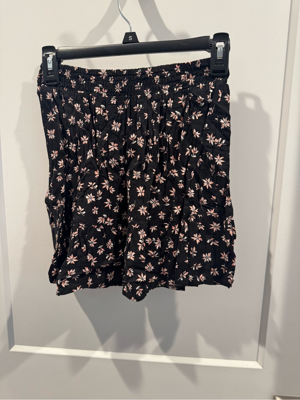 SO Black Mini Skirt with Pink Floral Print